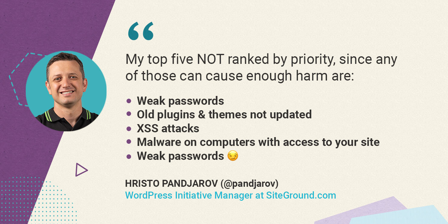 Hristo Pandjarov on top 5 common ways for WordPress sites to be hacked