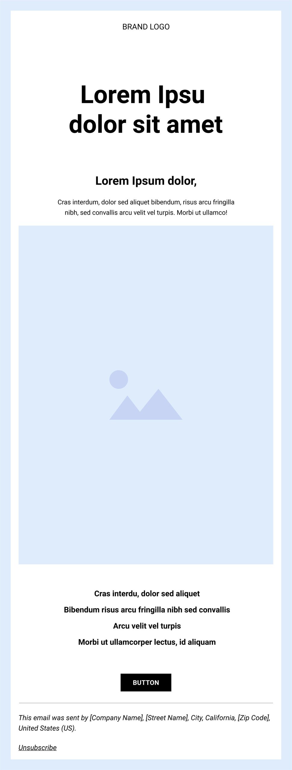 An example of one-column email layout