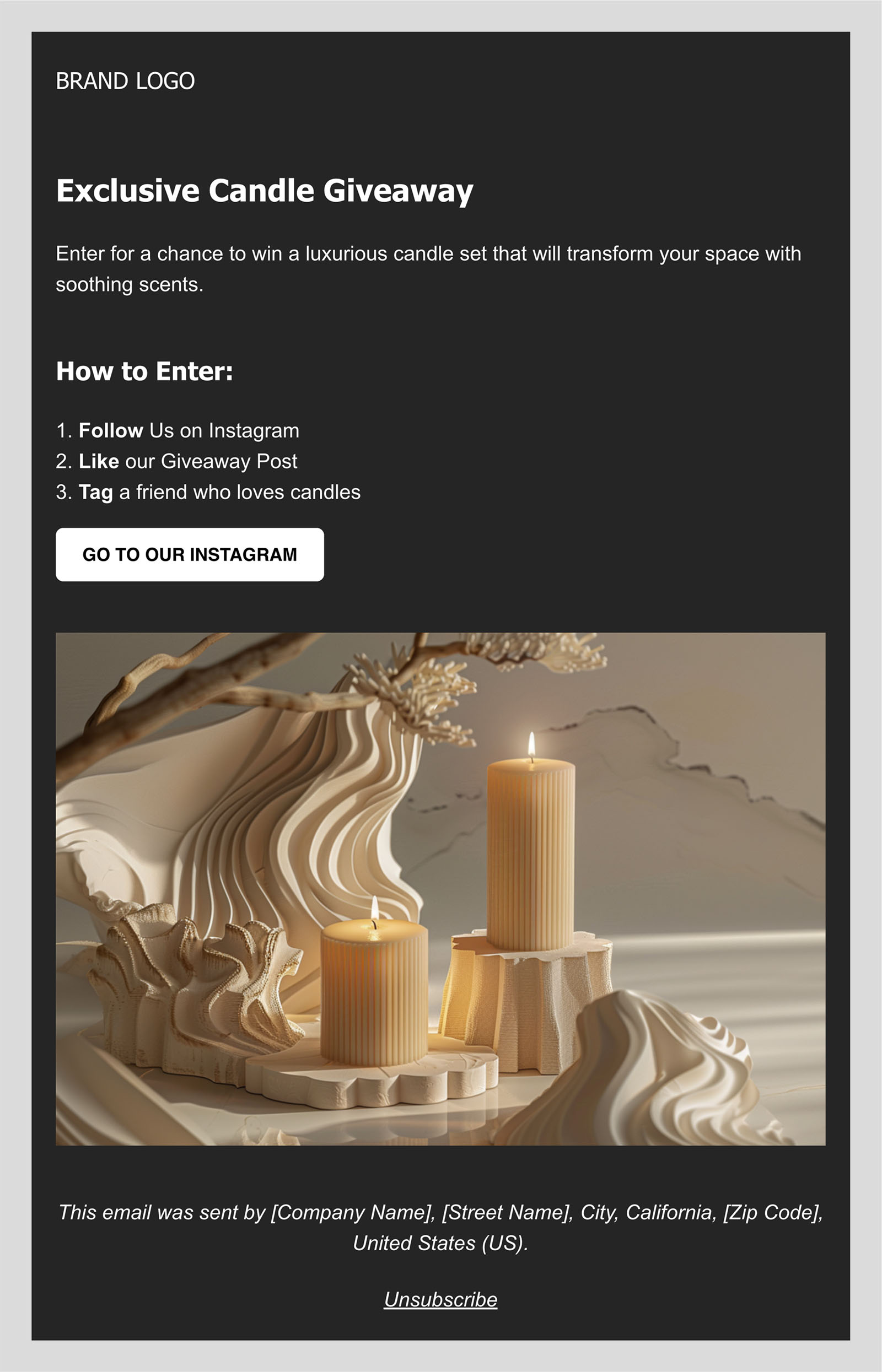 An example of email template following a zig-zag pattern