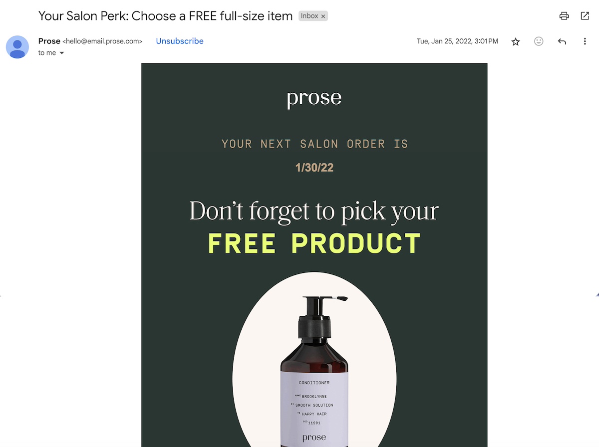 customer loyalty email automation example
