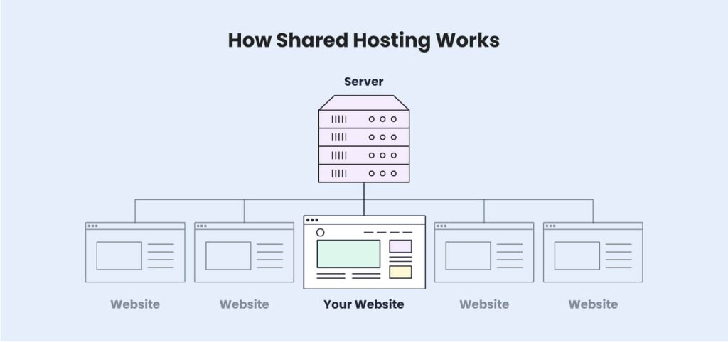 An infographic showing a server and multiple websites hosted on it.