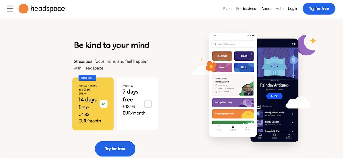 landing-page-content-example-headspace