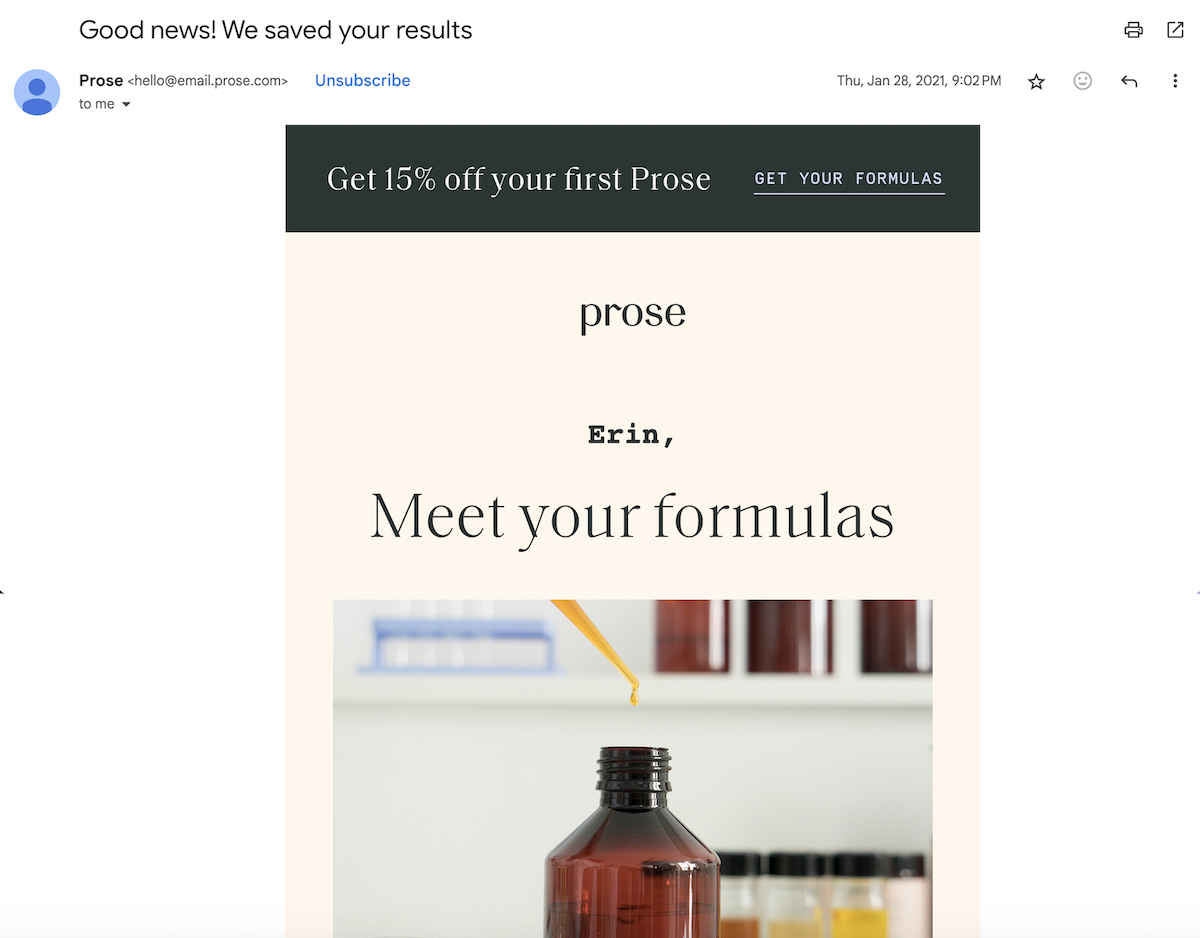email customer journey example decision stage