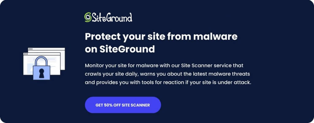 A promotional banner for the SiteGround Site Scanner.