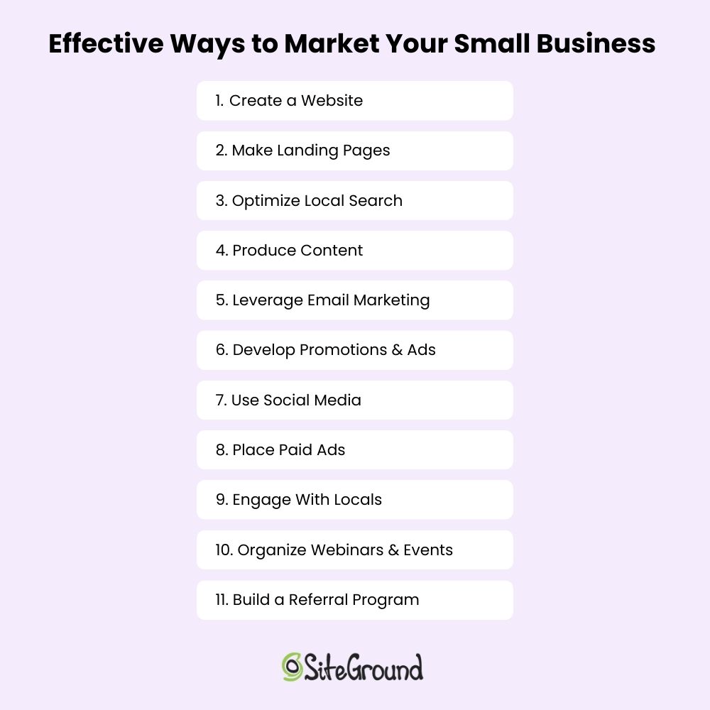 A list of effective ways to market your small business