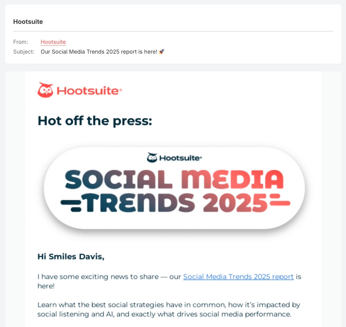 An example of a re-engagement email offering value