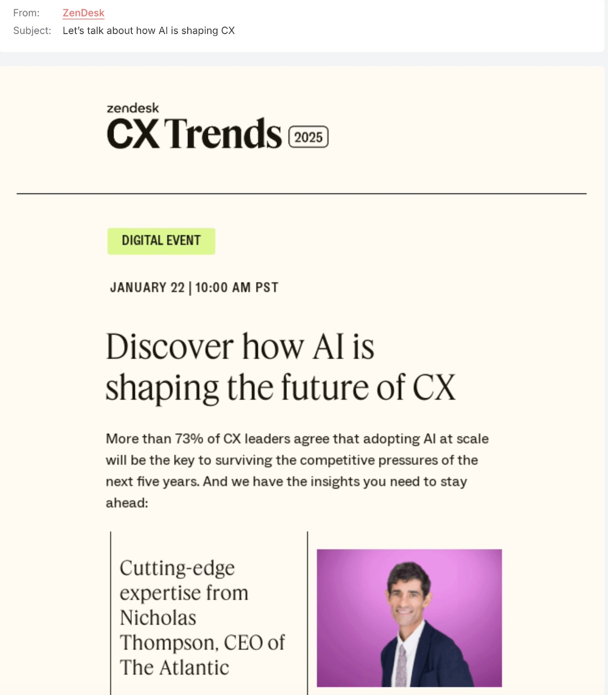 B2B lead nurturing email example