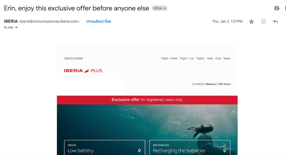 Example of a re-engagement email with personalization