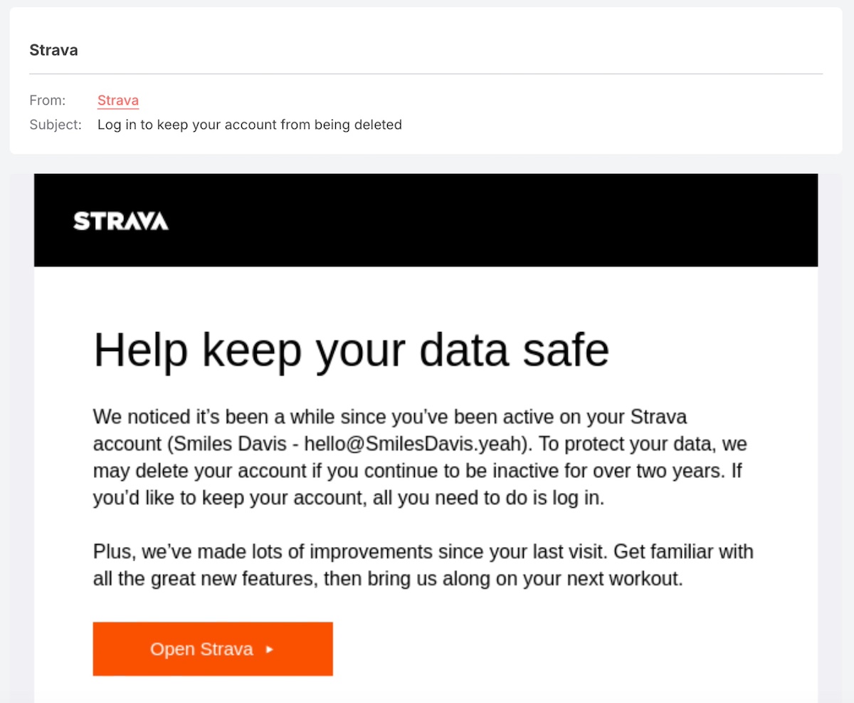 Example of a reactivation re-engagement email