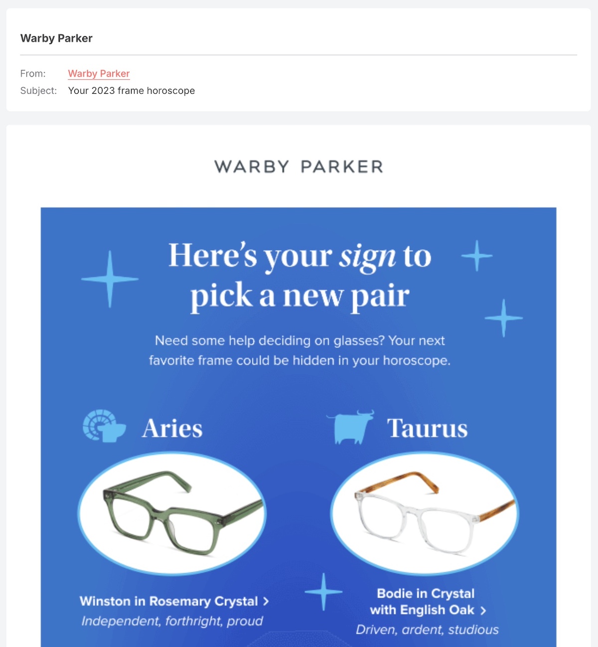 Example of a recommendation re-engagement email
