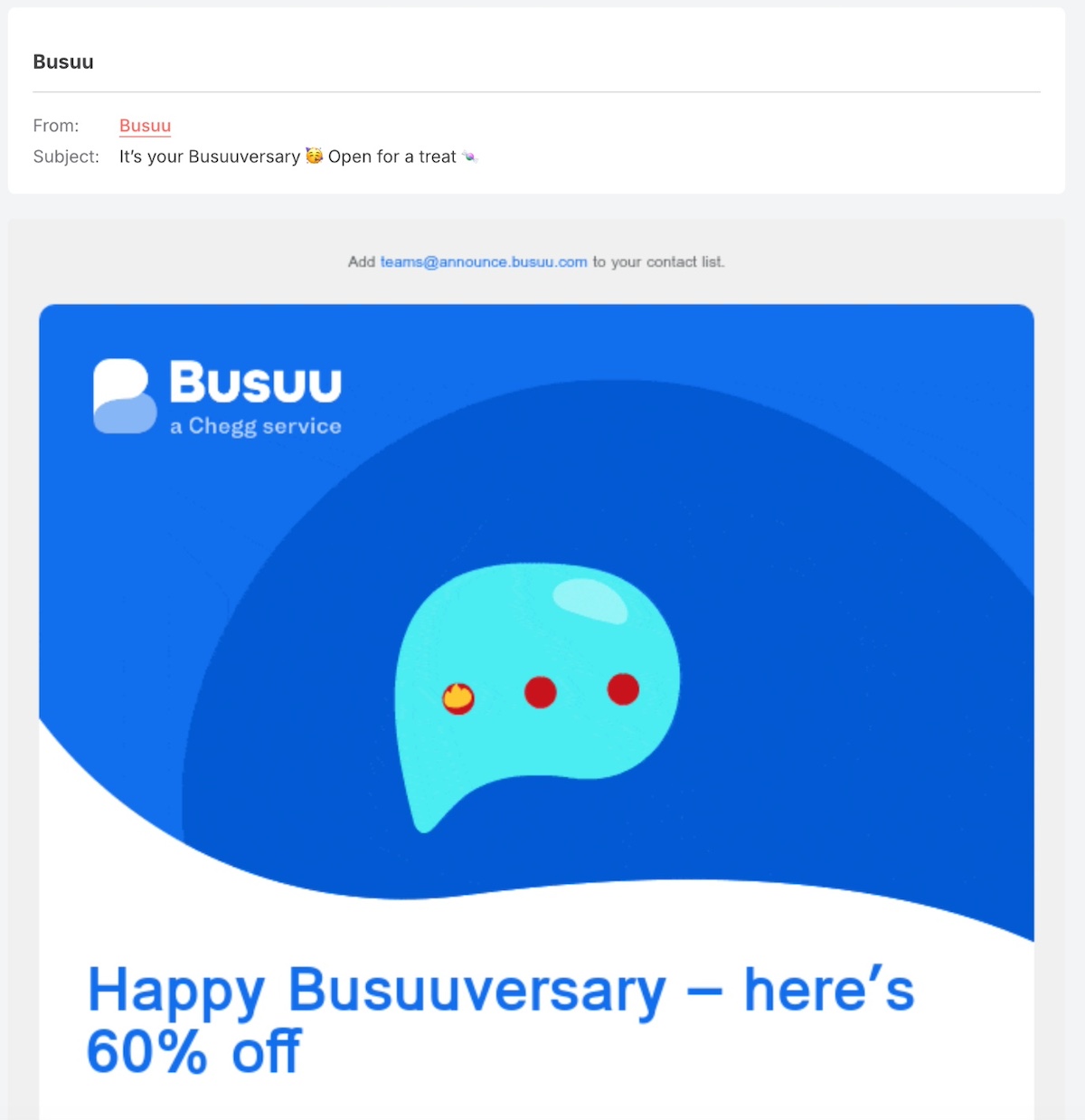 example of a special occasion re-engagement email