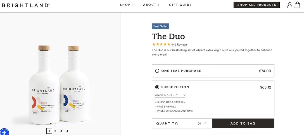 Example of offering a subscription to scale a business