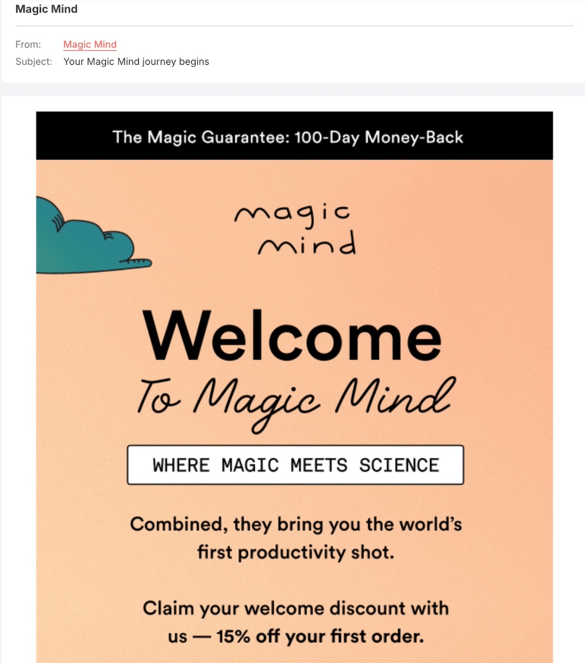Lead nurturing welcome email example