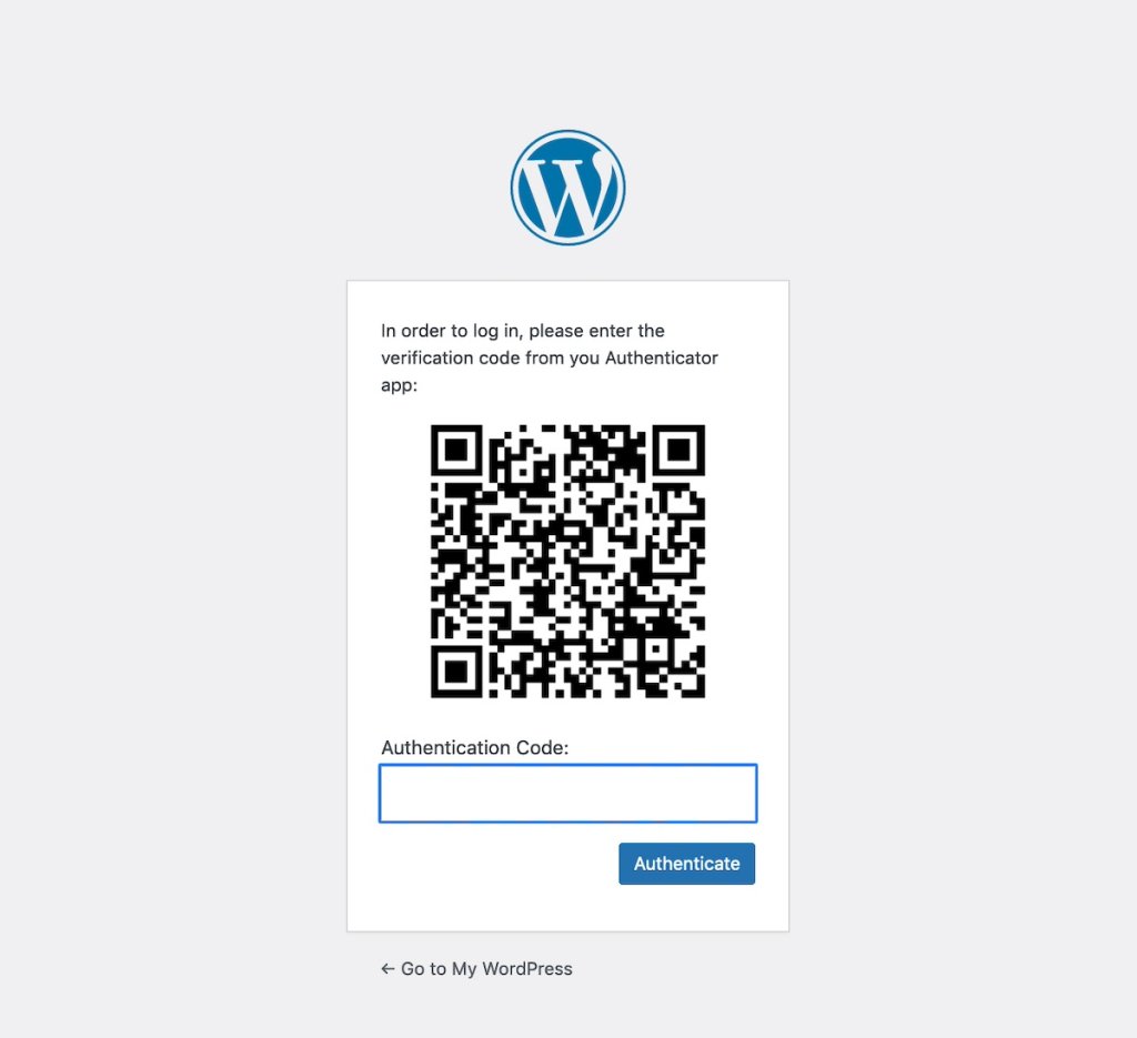 Two-factor authentication QR code example