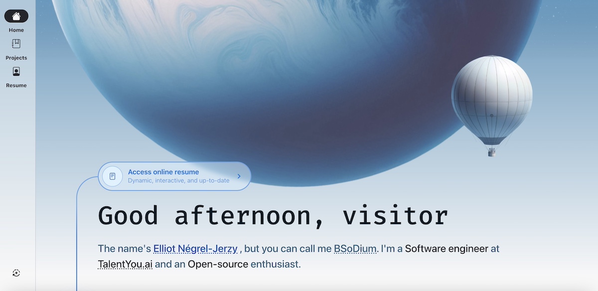 Web developer portfolio page for Elliot Négrel Jerzy
