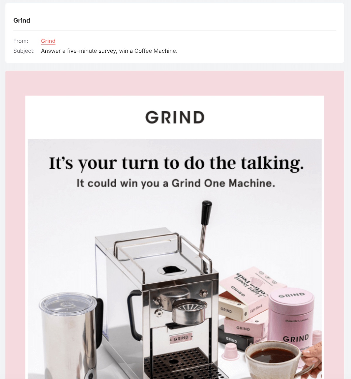 lead nurturing email example for a survey