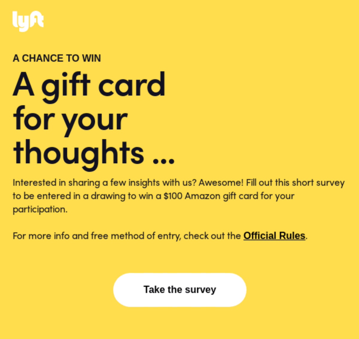 Example of survey email with an incentive