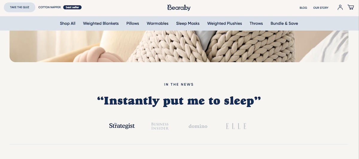 Homepage design showing social proof