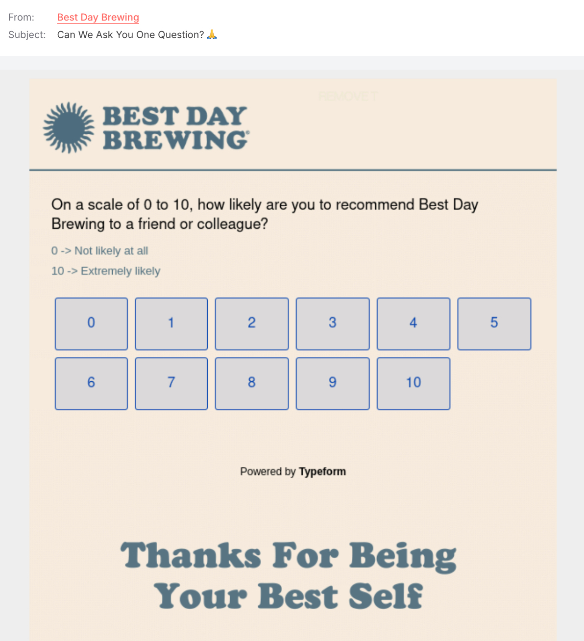 Net promotor score survey email example