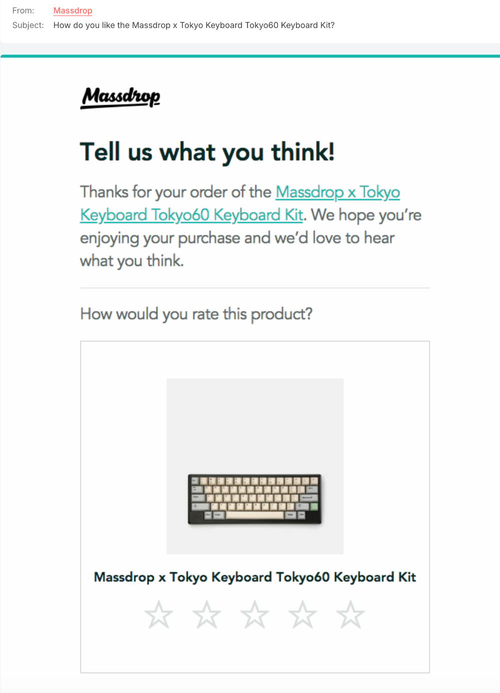 Product Survey Email example