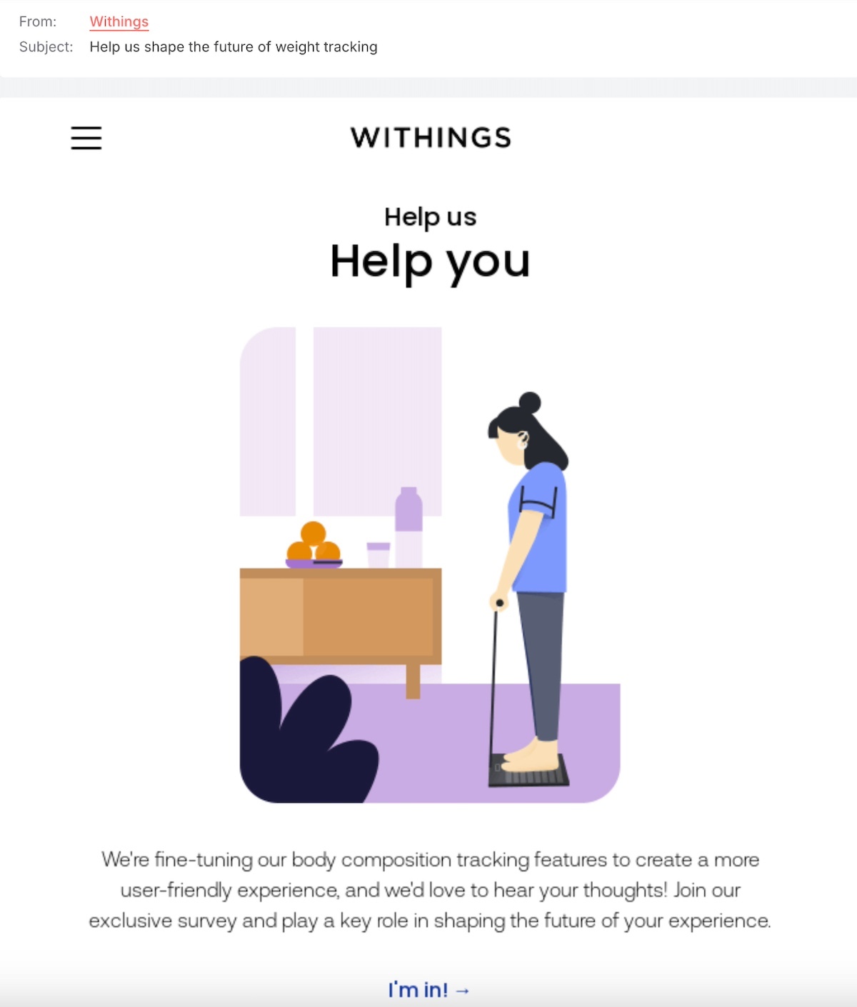 Product feature survey email example