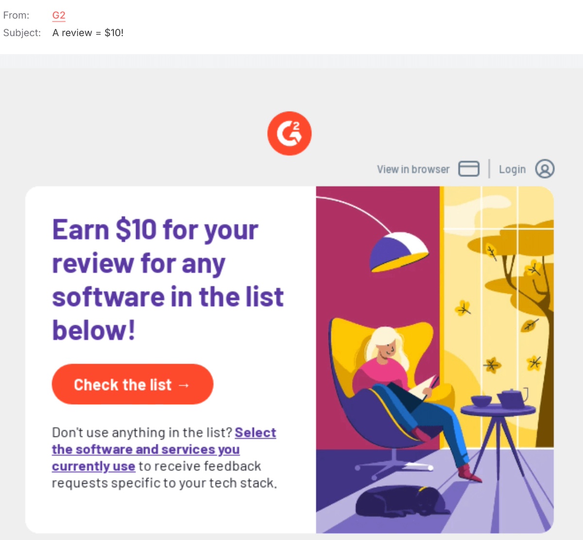 Survey email example with an incentive