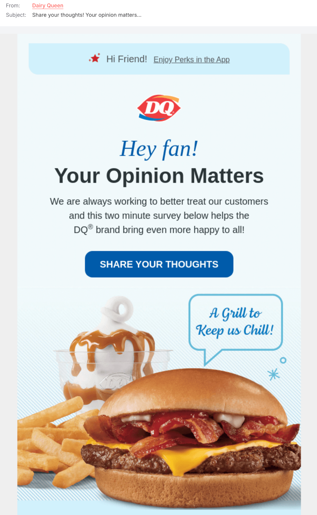 Survey email example with imagery
