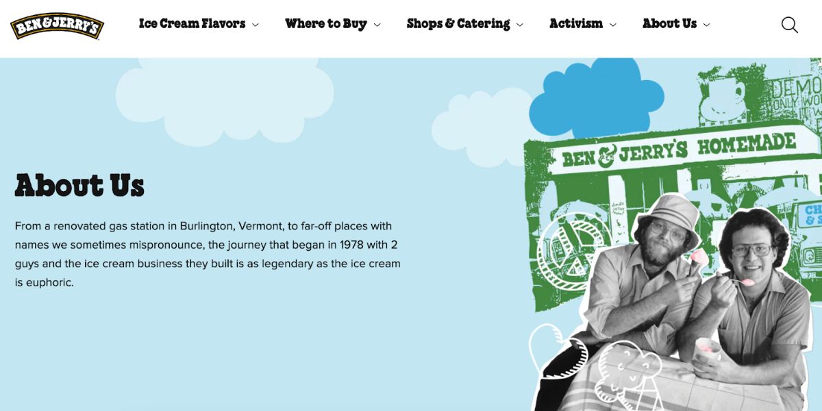 about us page ben and jerrys