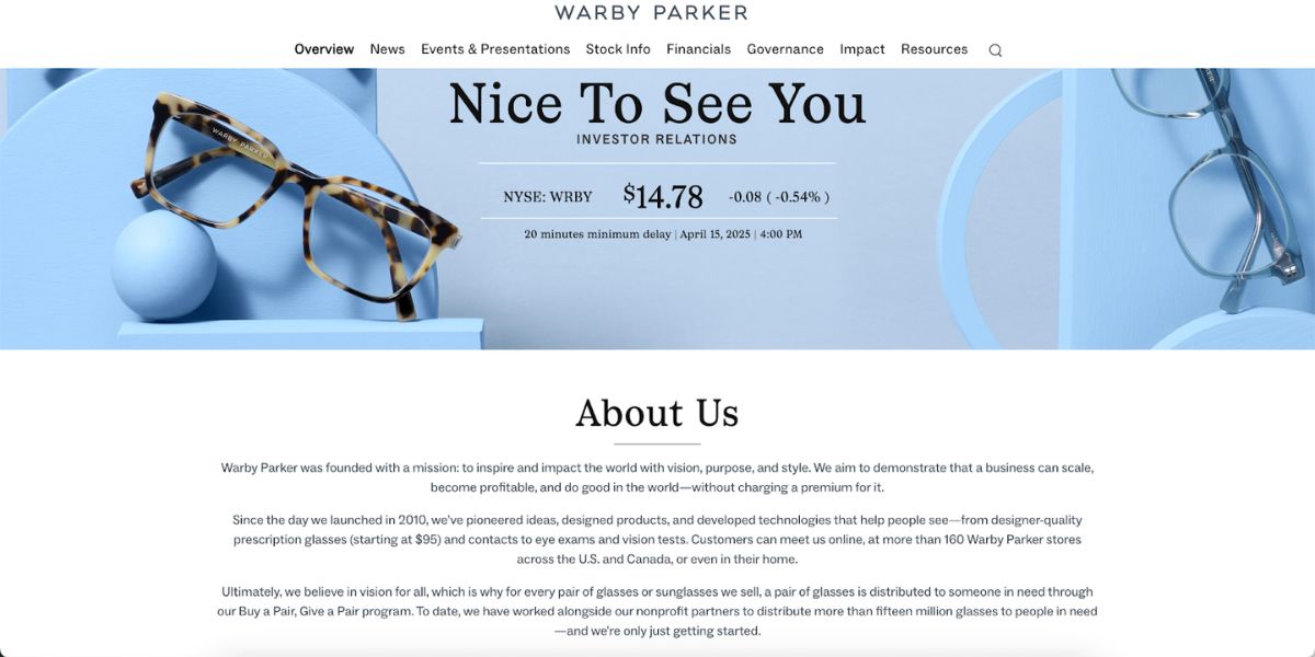 about us page warby parker