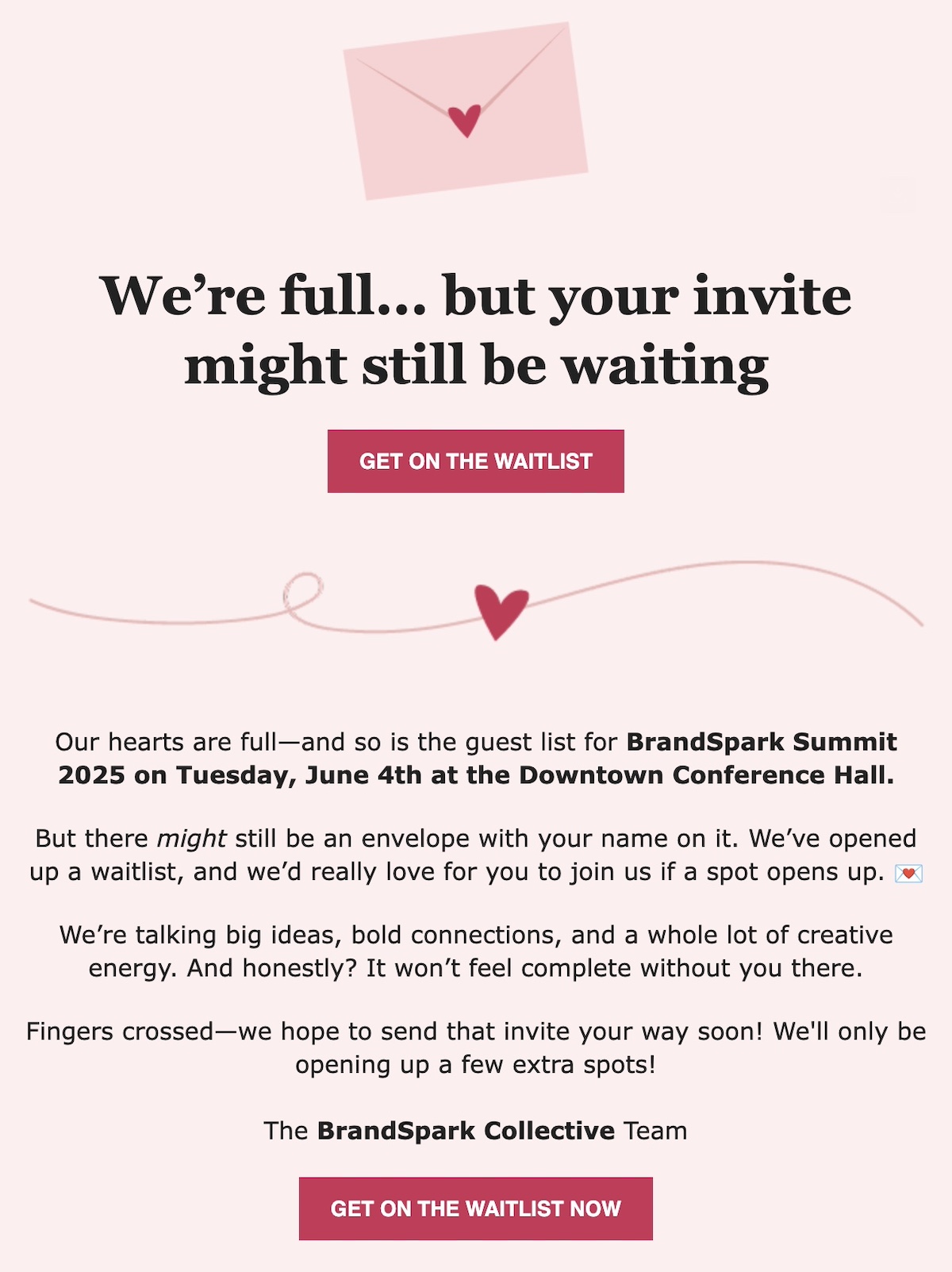 event waitlist email example