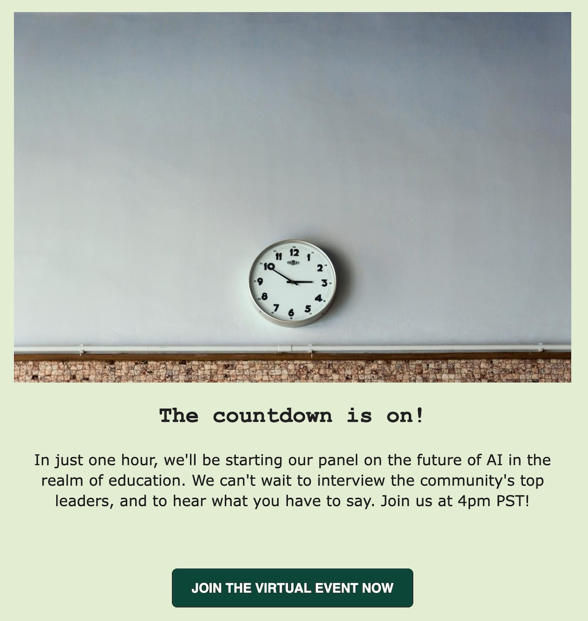 Event reminder email example sent at the right time