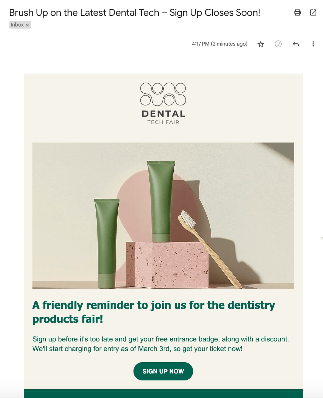Event reminder email with a catchy subject line
