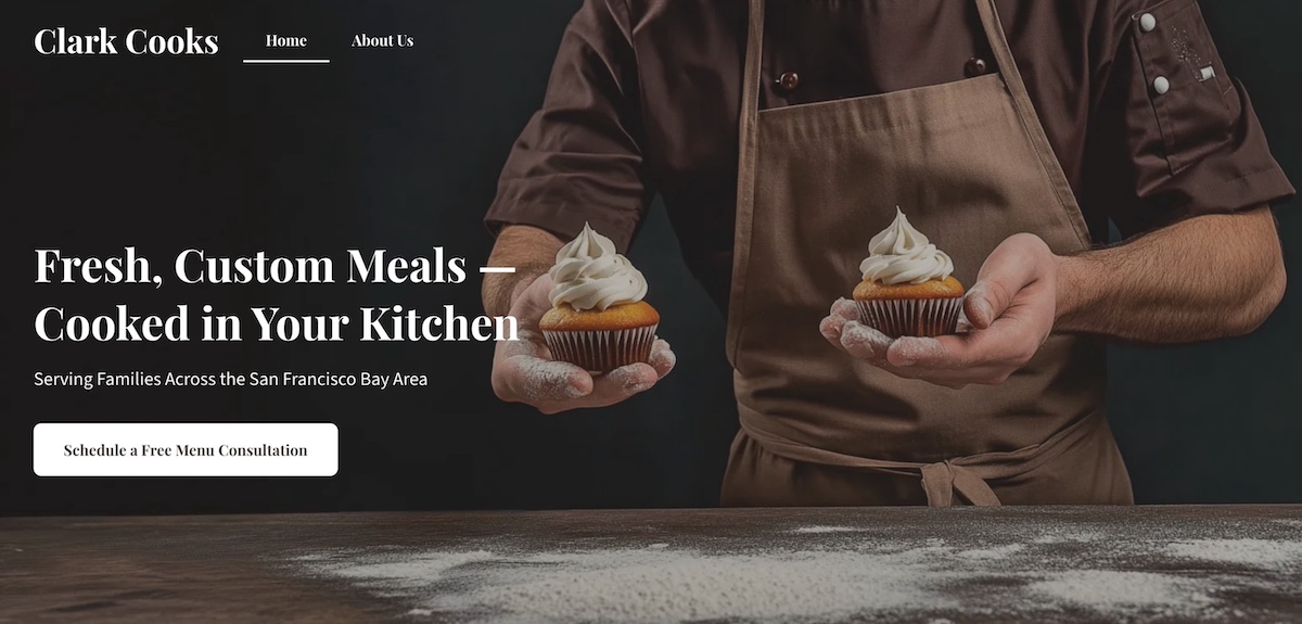 personal website example with a focused call to action