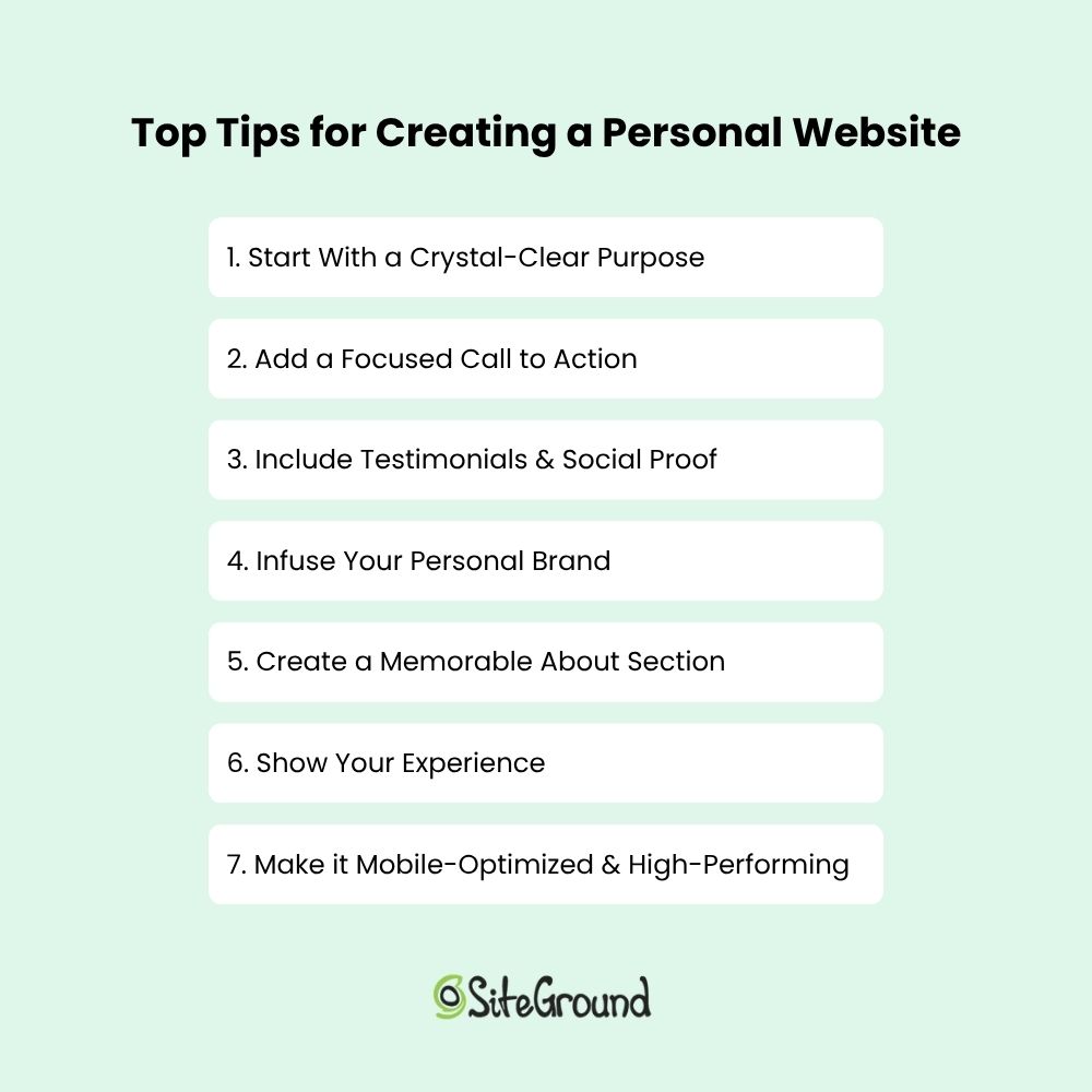 Top tips for creating a personal website