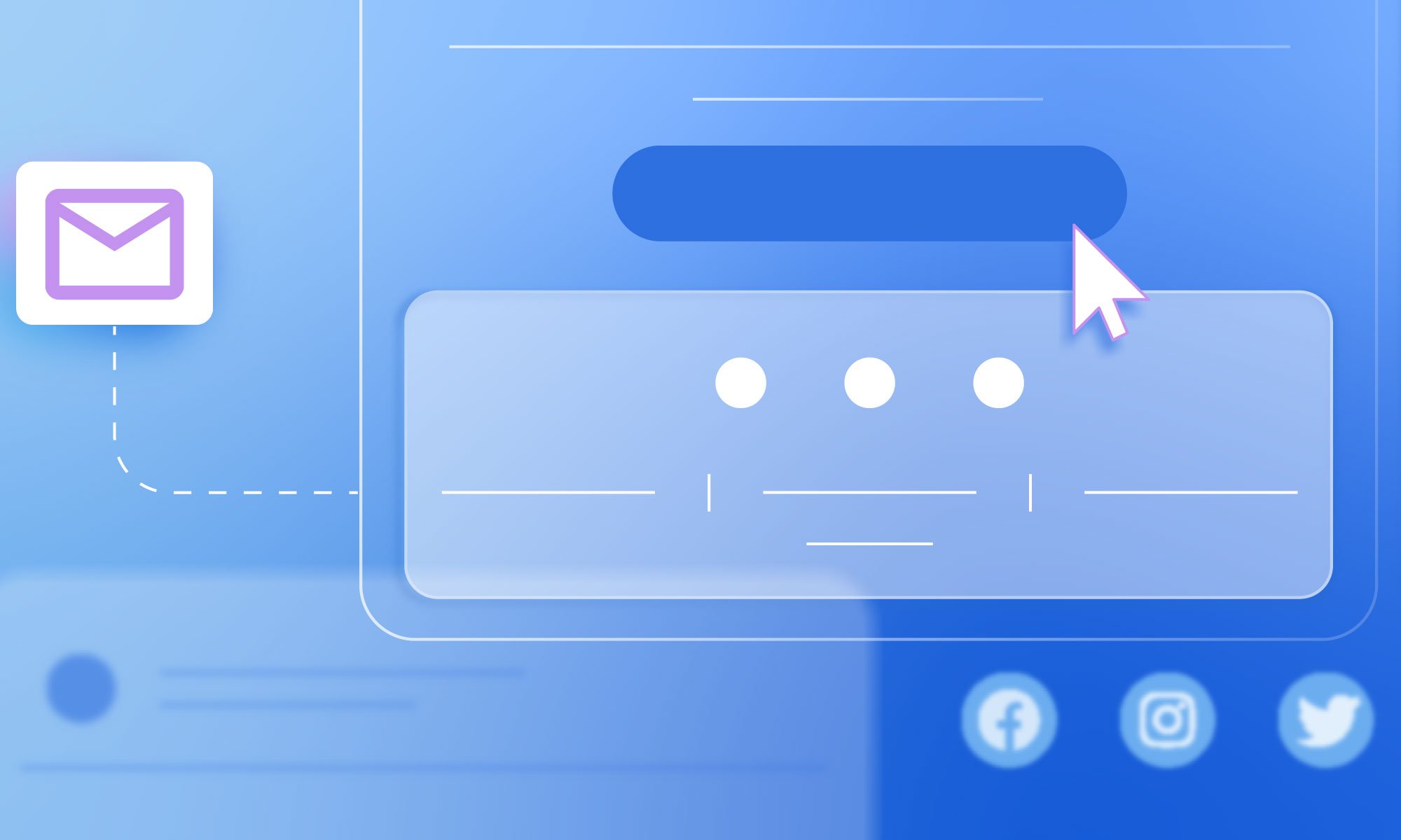 Illustration of an email interface with a clickable button and social media icons, highlighting email footer design.