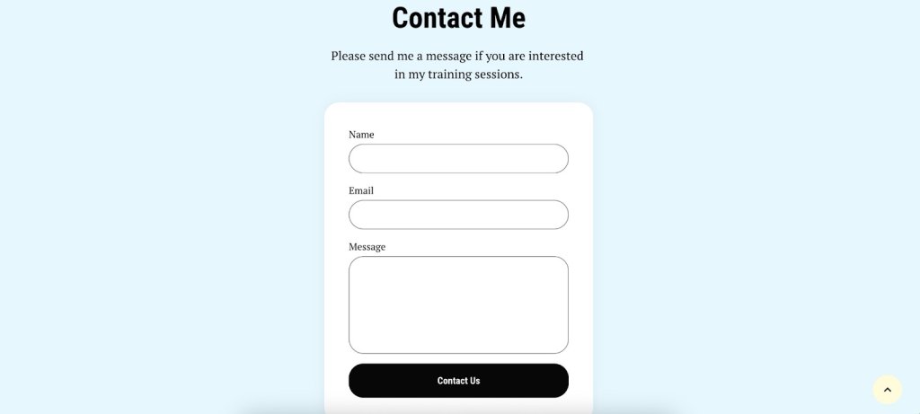 A Contact Us page with warm, conversational language, reflecting a friendly brand tone. The button is named "Contact Us".