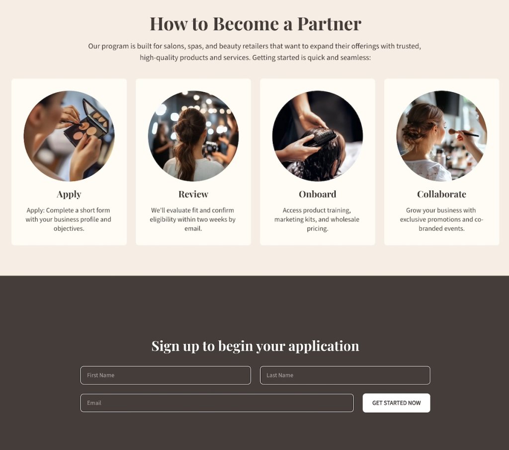 Example of a partners page