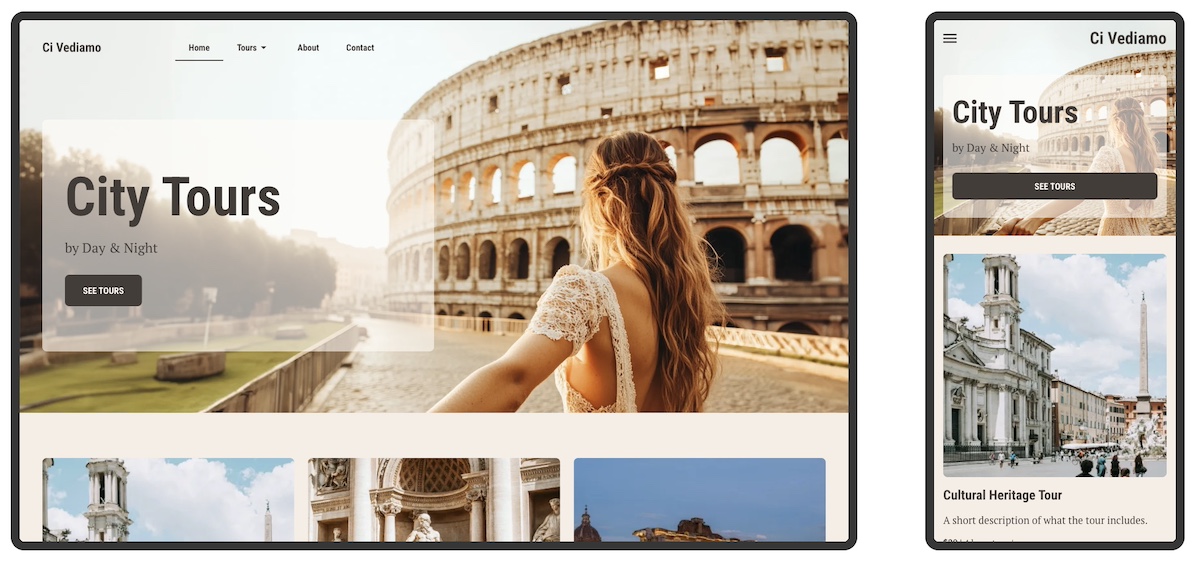 Mobile optimization showing desktop and phone version of website
