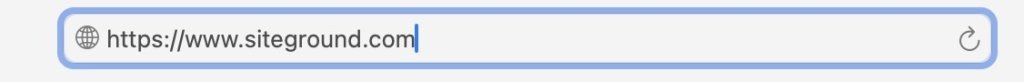 Browser address bar displaying the URL "https://www.siteground.com" with a refresh icon.