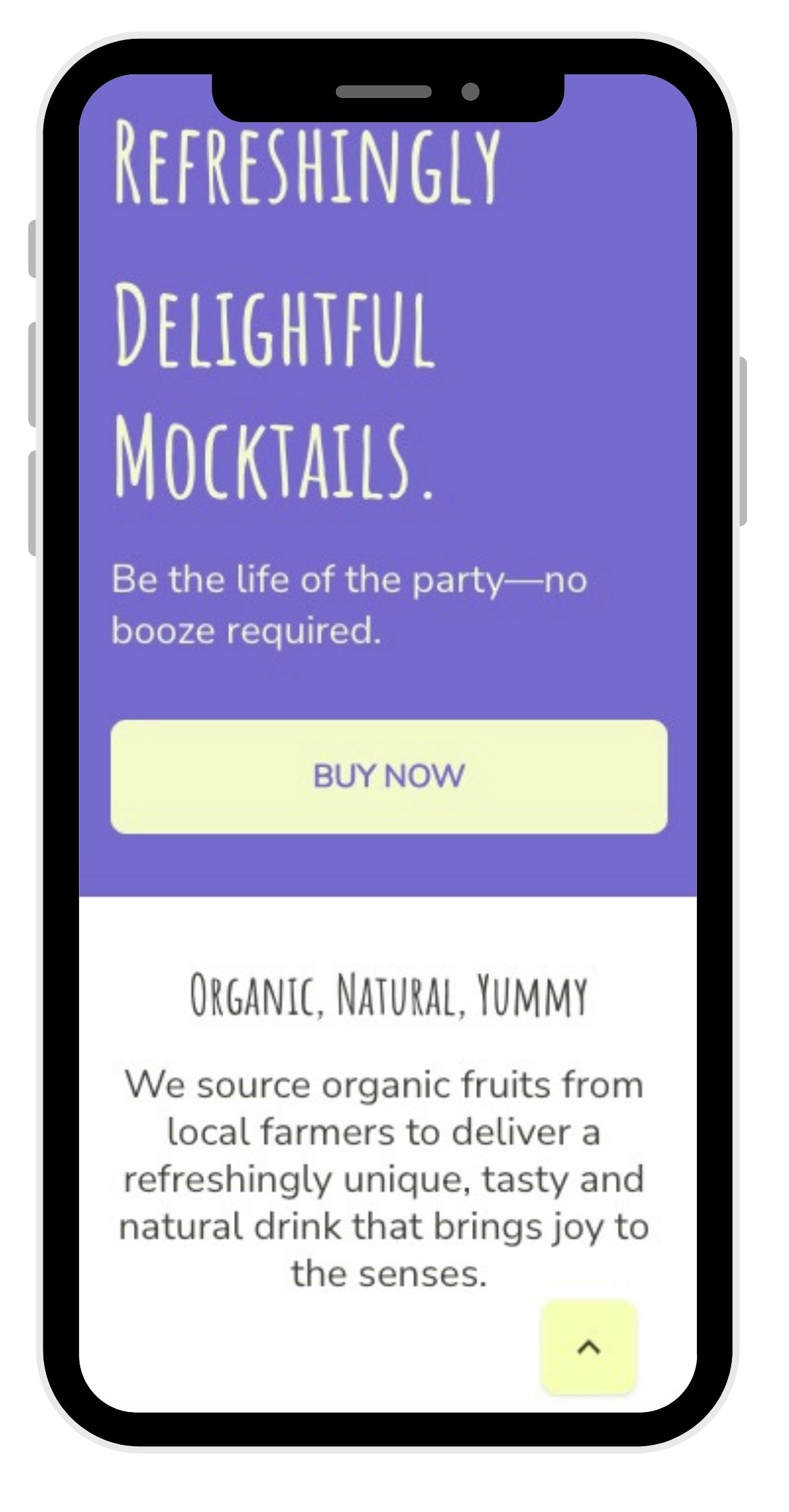 Example of a mobile website with a back to top button