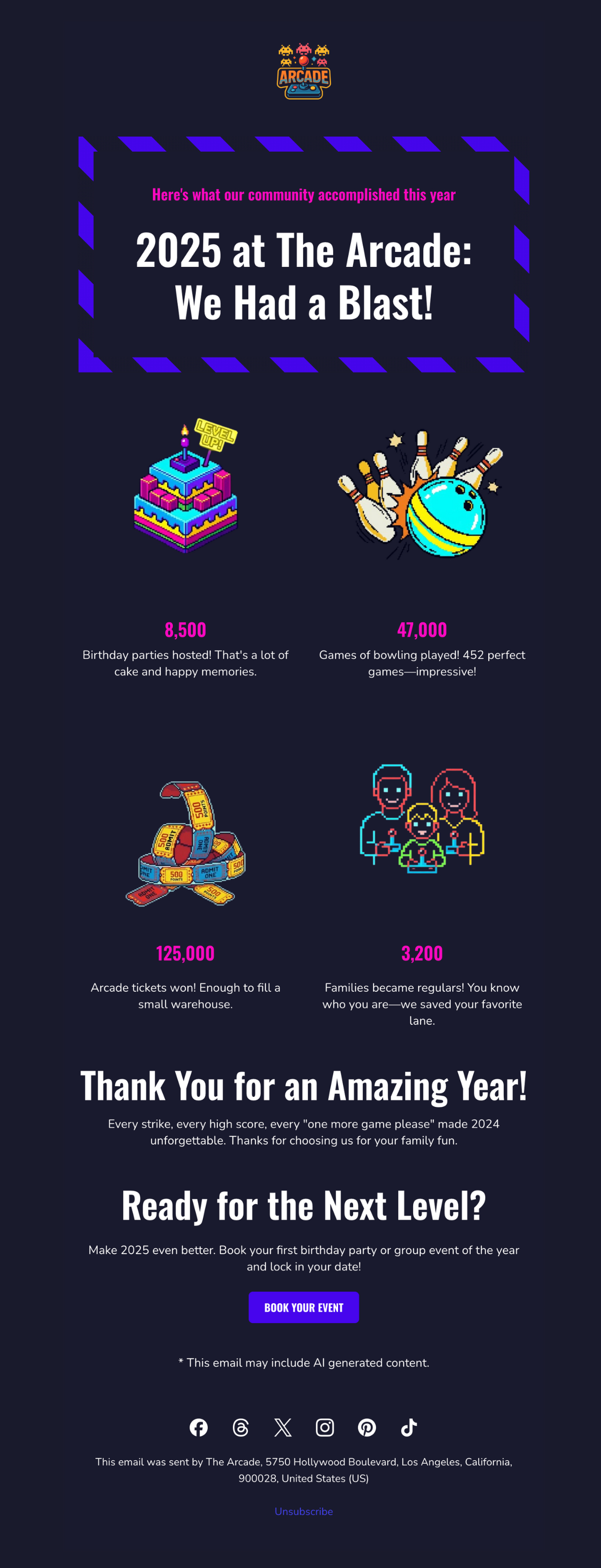 year in review email template example celebrating collective achievements of a small business
