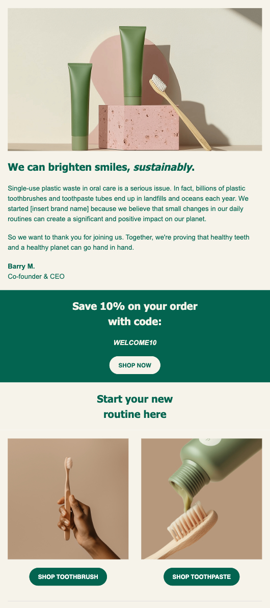 Example of an email marketing message