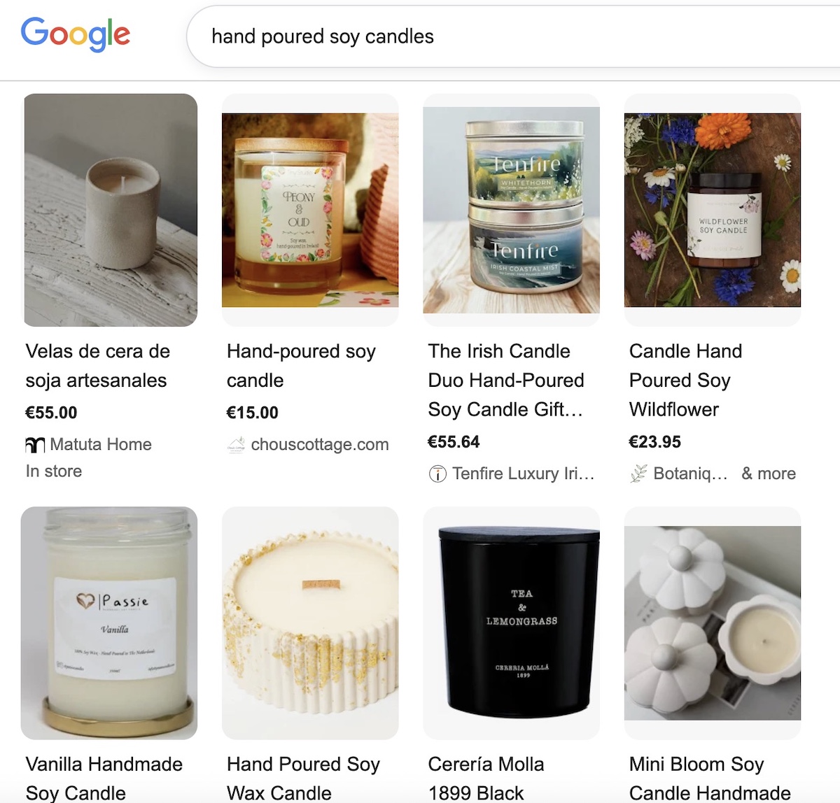 Example of google search featuring product details thanks to product schema markup