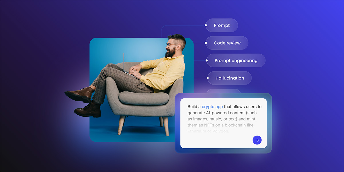 A person vibe coding with SiteGround Coderick AI, with prompts and code review terms visible on screen