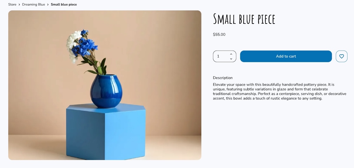 Example of a product page with a clear and noticeable CTA button