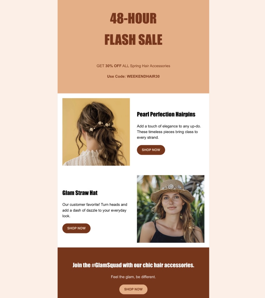 Example of a promotional email with a sale