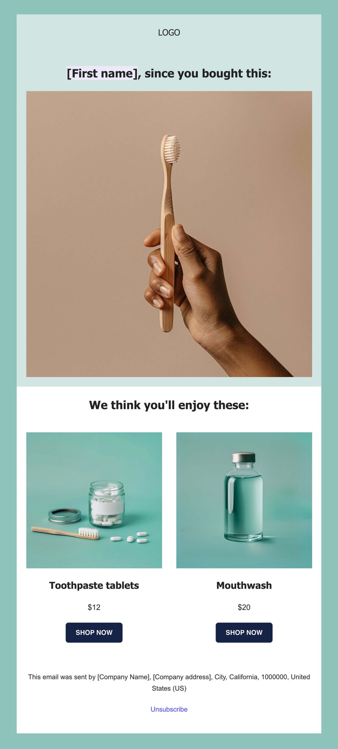 Example of an ecommerce email marketing email recommending a related product