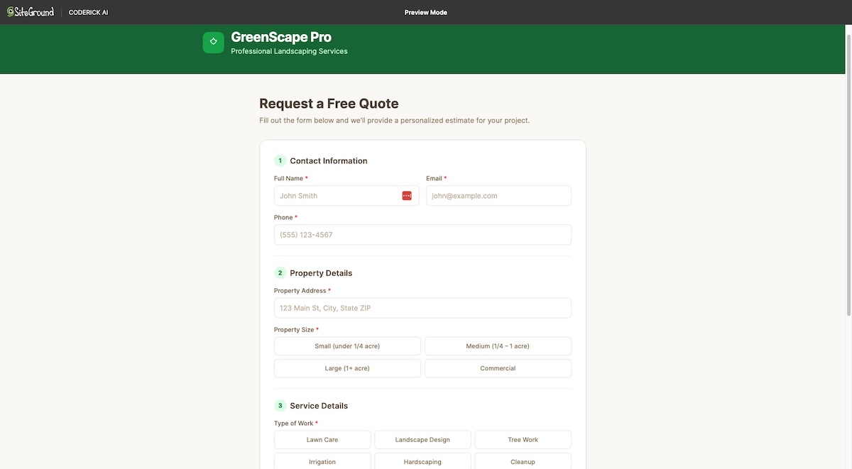 Simple web app created by Coderick AI from a single prompt