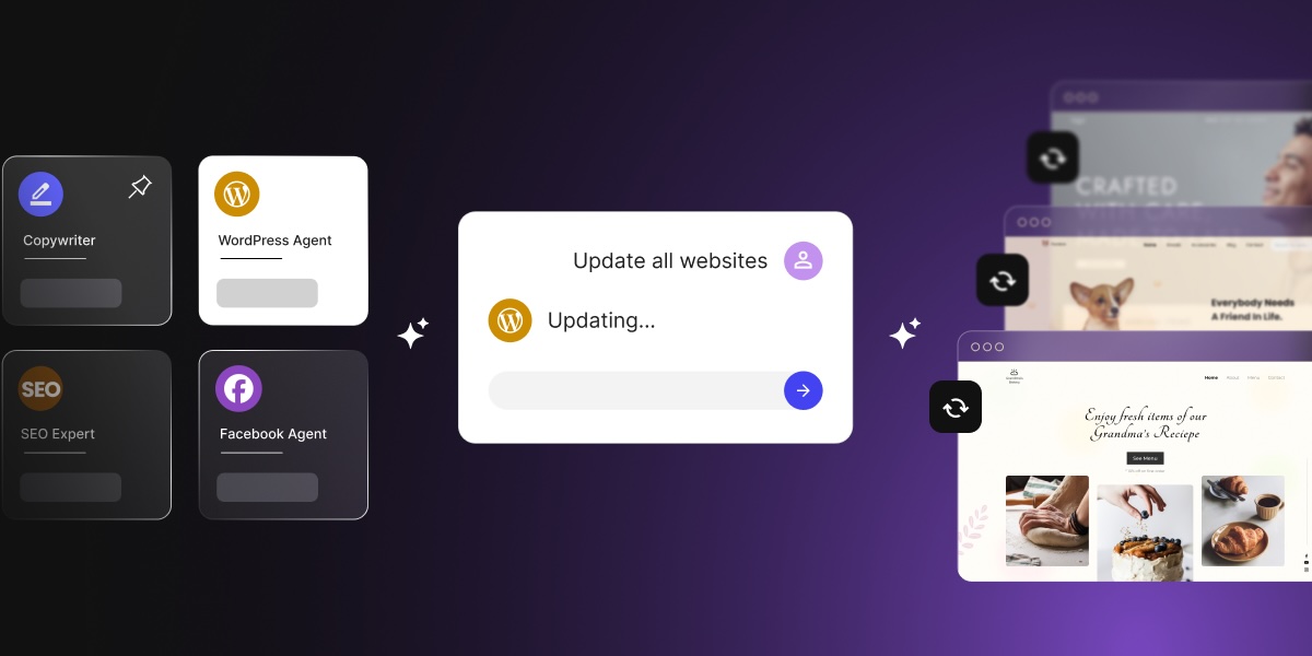 Abstract of agencies using SiteGround AI Studio to execute changes across many sites