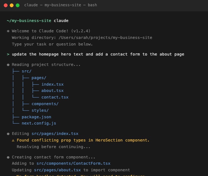 Example of coding a website in Claude Code